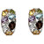 LeCalla Multi Color Stone Modern Classy Hoop Earrings