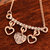 RF 24K Rose Gold Plated Crystal Shiny Three Heart Chain Pendant Necklace
