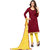 Florence Maroon Chanderi Embroidered Salwar Suit Dress Material (Unstitched)