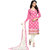 Aaina Pink  White Chanderi Cotton Embroidered Dress Material For Women (Unstitched)