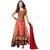 Aaina Orange Embroidered Net Dress Material For Women