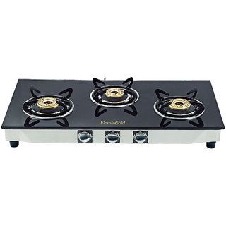 Buy Flamingold Png Gas Stove 3 Burner Glass Top Pipeline Gas Stove Online 3393 From Shopclues