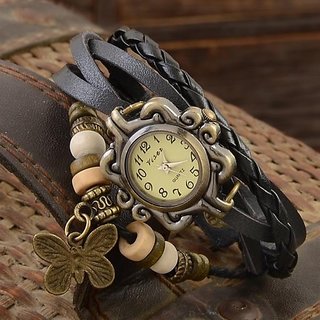 Glory Round Dial Brown Leather Strap Womens Quartz Watch