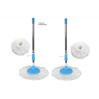 Buy 2 Magic Spin Mop Pole Rods + 4 Refill Mop Head (Pochha) Combo Set ...