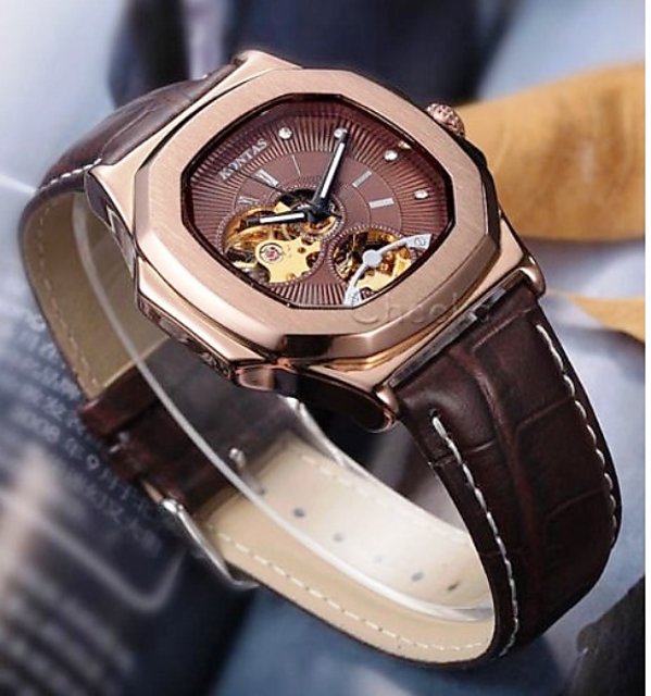 Buy Luxury Brand Royal Mens Automatic Mechanical Leather Band