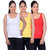 White Moon Camisoles and Vests 1500 - Pack of 3 (White-Yellow-Red)