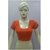 Womens Ready made Sarre Choli Orange Stretchable Top New Blouse Net Sleeves