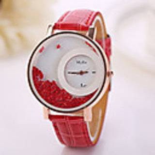 Women Wadding New Leather Dimond Dial Red Girls watch