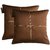Lushomes Dark Brown Blackout Cushion Cover with Artistic Stitch POBACC121004