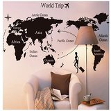 Black Artistic World Trip Map PVC Vinyl Large Wall Sticker