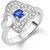 Om Jewells Sterling Silver Blue Duo Hear ring with CZ stones for Women FR7000527