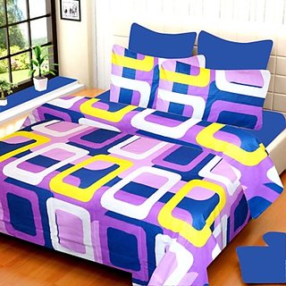 IWS Cotton Printed Double Bedsheet 1 Bedsheet, 2 Pillow Covers, Multicolor