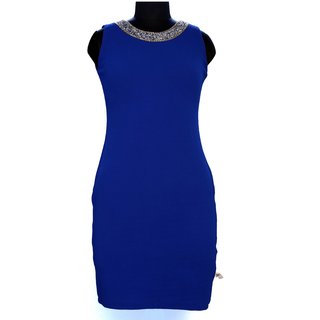Royal blue colour shop one piece dress