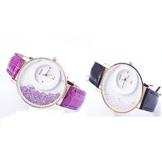 Women Parpal And Black Combo Of 2 Analog Girls Party Wadding  Watch
