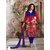 Fabliva Latest Embroidered Designer Red And Blue Straight Suits (Unstitched)