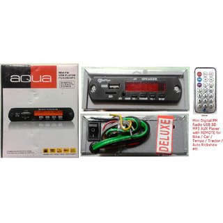 Buy Mini FM Radio USB SD MP3 AUX Player with REMOTE for Bike / Car ...