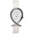 Oval Dial White Leather Strap Women Quartz Watch