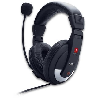 iball Rocky Headset Over Ear Headphone with Mic BLACK Headphones Earphones