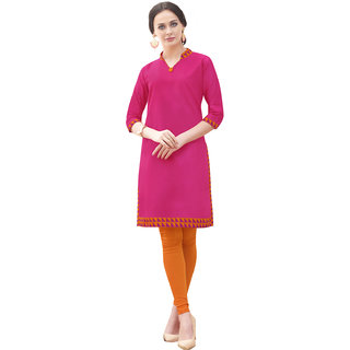 Vastrani Pink Plain Cotton Casual Wear Kurti 57K13