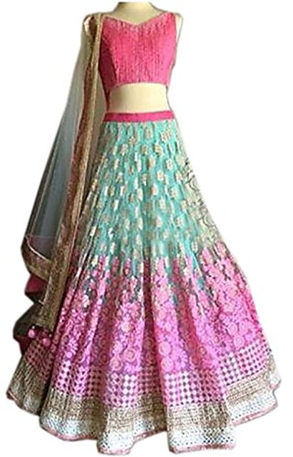 Buy Jomso Womens Net Anarkali Suit Dress Material Pink And Sky Blue Online 2200 from ShopClues