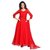 Clickedia Women Georgette Red Embroidered Gown