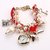 GirlZ! Fashion Cute Lace Pearl Bow-knot Bracelet With Watch - Orange