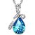 9K White Gold Beautiful Blue Crystal Stone Aaa Cz Pendant With 925S Silver Chain