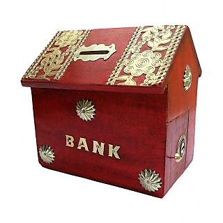 Desi Karigar Hut Shaped beautiful Red Piggy Bank