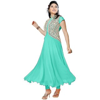 Cia Women Georgette Embroidered C Green Salwar Suit Cia Women Georgette Embroidered C Green Salwar Suit Dress Material Color Free Size