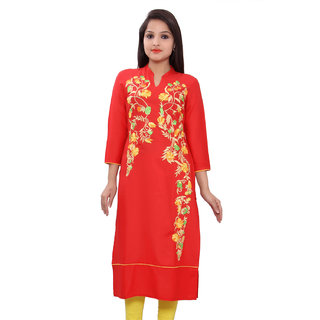 Jaypore Fashion Red  Strong embroidery Kurti