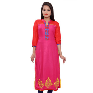 Buy Jaypore Fashion pink Printed With Strong embroidery Kurti