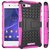 Heartly Flip Kick Stand Spider Hard Dual Rugged Armor Hybrid Bumper Back Case Cover For Sony Xperia E3 And E3 Dual Sim D2203 - Cute Pink