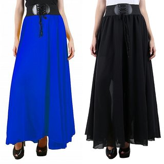 plain black long skirt