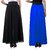 Blue,Black Georgette Plain Flared Skirt With Belt For Women