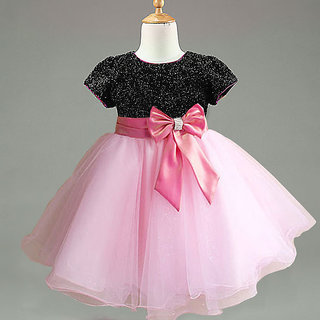 Sweety Jilax Girls Frock Pink and Black