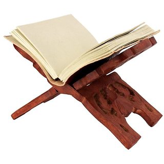 WOODEN HAND CARVED HOLY BOOK STAND FOR QURAN BIBLE GITA VED GURU GRANTH SAHIB SIZE (15 Inch )