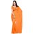 Plain Orange Colour Chiffon Fabric Saree With Blouse