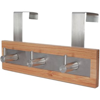 Bamboo Stainless Steel Towel Door Hooks 3hooks