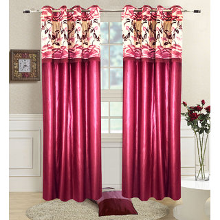 Buy Homefab India Set Of 2 Stylish Maroon Window Curtains