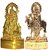 Gold Plated Radha Krishna with Cow Krishna Idols - 2.9 Inches