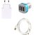 High Quality 1.0 Amp USB Charger+ Fast Charging USB Cable+ 3 Jack USB Car Charger Compatible With Intex Aqua Speed