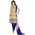 Khoobee Presents Embroidered Banarasi Dress Material(Beige,Dark Blue)