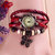 Festive  Bracelet Vintage Watch - Red with Butterfly Hanging