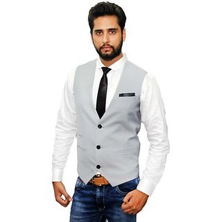 Buy New Fashion Men Gray Waistcoat V Shape Busines Jacket 3 Button Slim Fit M L Xl Xxl Xxxl Online 1699 From Shopclues
