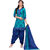 Drapes Blue Cotton Block Print Salwar Suit Dress Material (Unstitched)