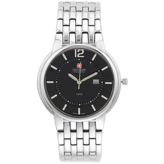 Swiss Military Unisex Black Beauti Stainless Steel Swiss Movement Date Watch