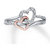 RM Jewellers CZ 92.5 Sterling Silver American Diamond Double Heart Ring For Women