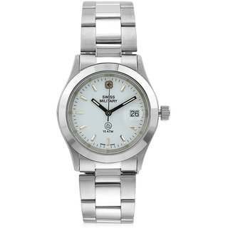 Swiss Military Stainless Steel White Women Date Swiss Movement Watch