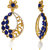 Traditional Ethnic Blue Oval Floral Gold Plated Dangler Earrings with Crystals for Women by Donna ER30109G