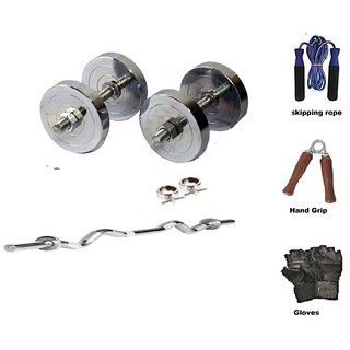 RMC STEEL HOME GYM SET (4 Kg Steel Plates +1 Pair Dumbel Rod + Free Gloves +free Skiping Rope + 3ft Ez Curl BAR + Locks)